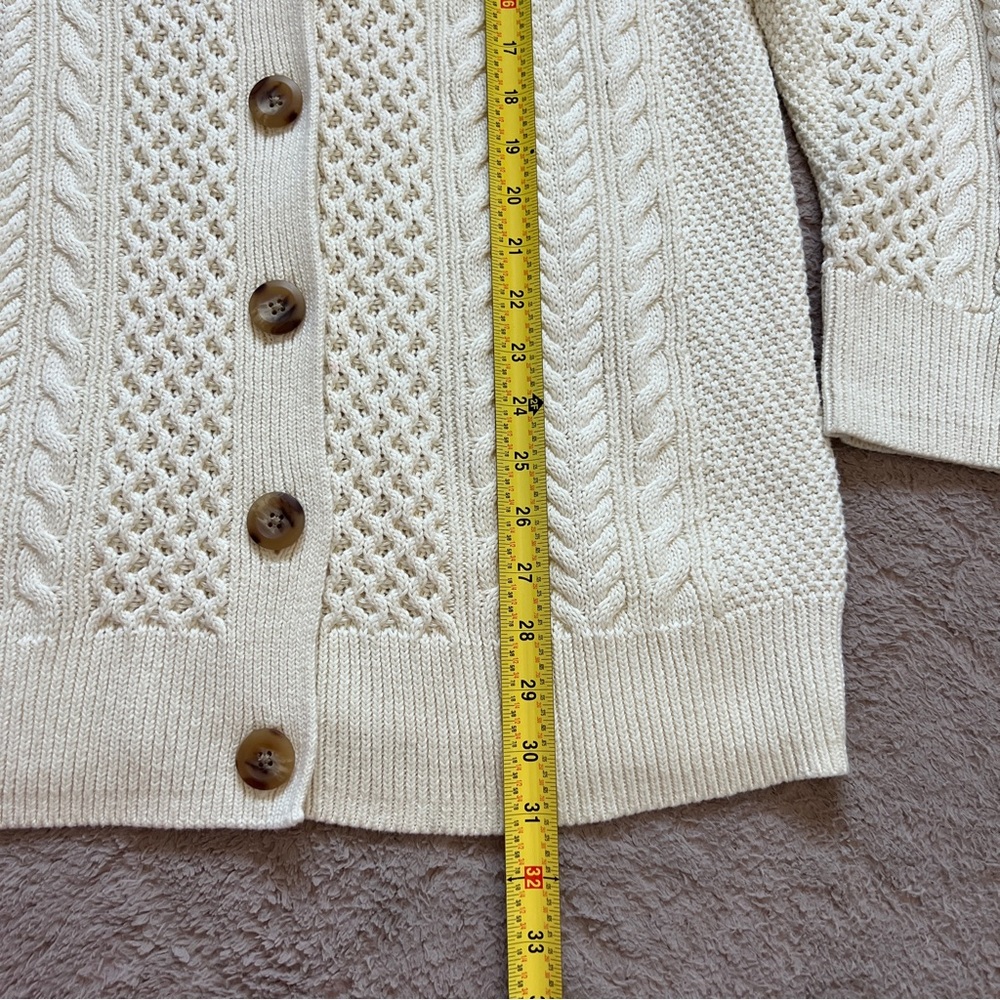 Aerie Cable Knit Crochet Cotton Oversized Cardigan Preppy Cottage Coastal‎ Sz S - Picture 8 of 8